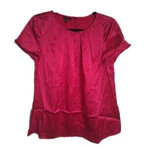 Women's Talbots Berry Short Sleeve Silk Blouse Top Size 8P